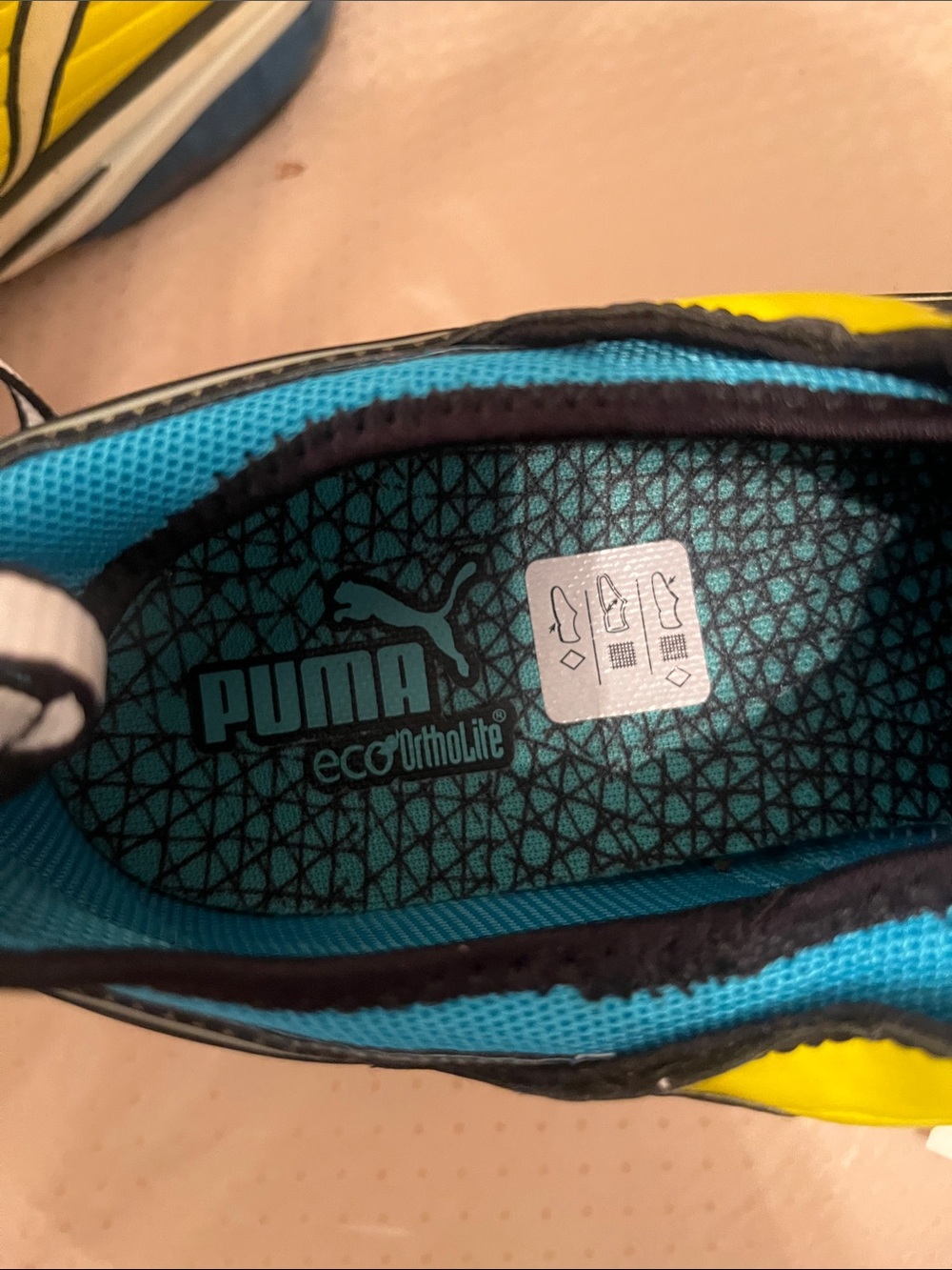 Puma Yellow, Blue and Gray Colorblock Running Sneakers - Picture 3 of 3